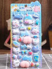 3D Cute Animal Panda, Rabbit And Cat Paw Foam Stickers, Stress Relief Stickers, Decorative Stickers, Suitable For Water Bottles, Keyboards, Tables, Children's Rewards, 3D Scrapbooking Sticker Toys