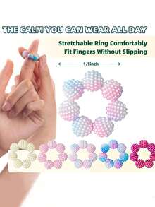 5pcs Sensory Fidget Rings - Designed To Relieve Anxiety And Stress. Adjustable Rings, Multi-Color Gradient. Suitable For Adults, Finger Massager - Different Textured Spiky Beads Stress Relief Rings, Suitable For Home, Outdoor, School, Office, Travel And Other Scenarios - Great Gift For Various Occasions - Multicolor - View 7