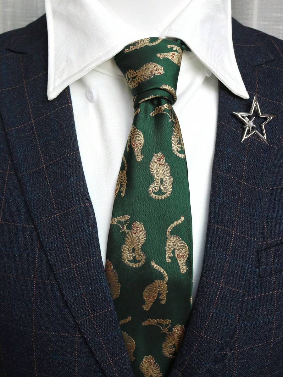 1 chiếc cà vạt họa tiết hổ dệt jacquard, thích hợp cho trang phục thường ngày, đường phố, dự tiệc, làm quà tặng, cá nhân hóa. - Nhiều màu - Xem 1