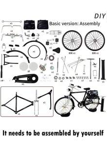 New 28-Inch Bicycle Model, Toy For Teenagers, Classic Retro Assembling Simulation Mountain Bike, DIY Handmade Assembling Toy - Multicolor - View 10