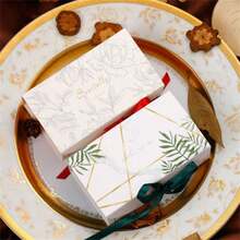 24个长方形自然风礼盒，浪漫婚礼回礼盒，节日派对礼盒，送给“特别的人”，带文字设计和丝带 - 彩色 - 查看 7