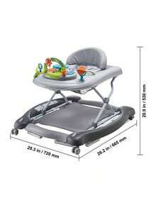 4-In-1 Baby Walker, Foldable Baby Activity Center With Wheels, Adjustable Height, Light, Steering Wheel, Learning-Seated, Walk-Behind, Toy Car, Rocker Toddler Walker For Boys Girls 6-24 Month - 灰色 - 查看 10