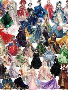 1Set Transparent Girly Stickers Aesthetic Stickers Court Ladies Favors Craft Supplies PET Vinyl Sticker - Multicolor - View 1