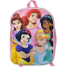 Disney Princesses 15" Pink School Backpack For Girls With Ariel, Belle, Jasmine, Snow  White, And Cinderella - Hồng - Xem 2