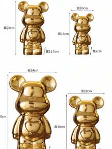 18cm Ceramic Cute Heart-Shaped Teddy Bear Figurine, Cartoon Design, High-End Decor, Suitable For Living Room, Cabinet, TV Stand And Bar Decoration - Multicolor - View 5