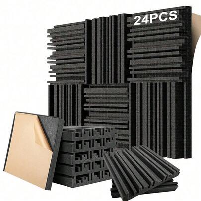 24-Piece High-Density Self-Adhesive Acoustic Panels – Studio-Grade Sound Absorption And Echo Cancellation For Home Recording Studios, Podcasters, And Game Rooms | Quick-Tear Noise-Canceling Patches For Musicians, Broadcasters, And Remote Workers | The Ultimate Holiday Upgrade Gift For Content Creators And Home Theater Aficionados.