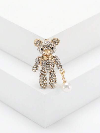 Vintage Rhinestone Bear Brooches - Animal Pins For Women Unisex Casual Party Jewelry Accessories / Friends Gifts Badges Decoration