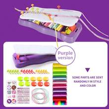 Children's DIY Weaving Craft Set, Pink & Purple Storage Box, Colorful Threads And Decorative Rings, Portable Storage Design, Suitable For Making DIY Bracelets And Accessories, Children's Dress-Up Toys And Role-Playing, Ideal Gift For Homemade Crafts, Festivals Or Parties, Perfect Birthday Or Holiday Gift For Boys And Girls. - Multicolor - View 12