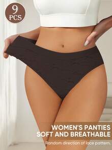 MEIYATING 9条/包 女士无缝提花低腰舒适内裤，时尚印花 - 彩色 - 查看 4