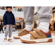 Brand New Soft Leather Breathable Low-Top Unisex Hook And Loop Closure Flat Shoes, Student Outdoor Sports Casual Sneakers, Simple Walking Fashion Running Shoes With PU Soft Leather, Shock Absorption, College Style - Brown - View 9