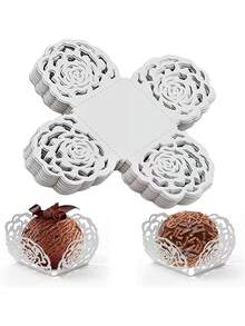 5pcs Chocolate Candy Lace Paper Box Set, Elegant Dessert Cup, Mother's Day Packaging Box, Candy Box, Chocolate Packaging Box, Party Favors, Birthday Decor, Wedding Decor, Party Supplies, Anniversary, Baking Tools, Home Kitchen - Multicolor - View 1
