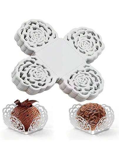 5pcs Chocolate Candy Lace Paper Box Set, Elegant Dessert Cup, Mother's Day Packaging Box, Candy Box, Chocolate Packaging Box, Party Favors, Birthday Decor, Wedding Decor, Party Supplies, Anniversary, Baking Tools, Home Kitchen