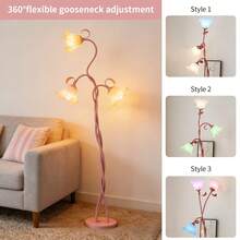 1pc (Feed Bulbs*3 )American Retro Garden Flower Floor Lamp, Net Red Creative Floor Lamp, Style Atmosphere, Sweet, Elegant, Suitable For Bedroom, Living Room, Office, Studio Floor Lamp (Free 3 RGB Bulbs) - Xem 9