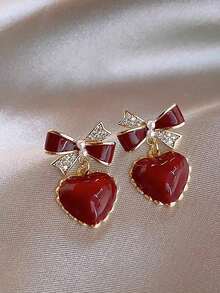 1对蝴蝶结心形吊坠耳环（情人节） - 心 - 查看 7