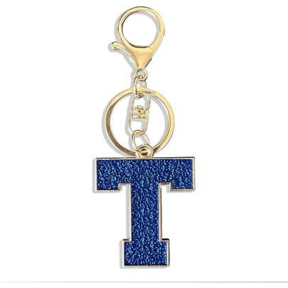 Purple Green Dark Blue Letter A - Z Keychain Women Men Purse Handbags Metal Alphabet Initial Letter Car Key Ring