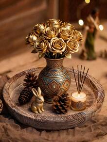 1 szt. Okrągła dekoracyjna taca, idealna do dekoracji stołu w stylu rustykalnym, stolika kawowego, wystroju kuchni, podnóżka do przechowywania i eksponowania, salonu, sypialni, przedpokoju, na stół, świetny prezent dla przyjaciółek, sióstr, córek, matek