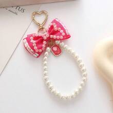 Beaded Butterfly Decor Keychain - Bow Pearl Pendant - View 12