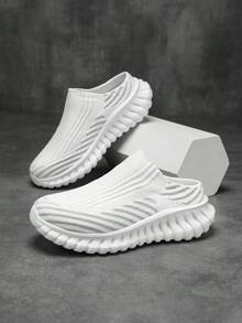 Women's Sneakers 2026 Summer New Thick Sole Heightening Wear-Resistant Knitted Mesh Breathable Sweat-Absorbent Comfortable Women's Mesh Shoes Slip-On Soft Bottom Soft Surface Home Indoor Convenient Comfortable Women's Thick Sole Shoes Retro Home Middle-Aged And Elderly Caregiver Shoes - White - View 12