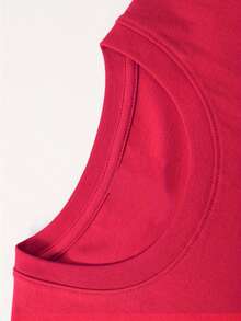 Camiseta de Cuello Redondo con Diseño Divertido y Creativo, Algodón Puro, Manga Corta de Moda para Verano, Estilo Casual para Uso Diario - [Rojo] - Ver 5