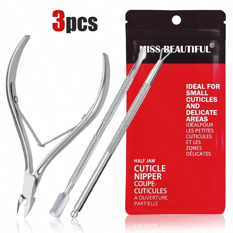 3件套指甲角质层修剪器和推棒套装，美甲护理工具，美甲工具，返校季，美甲用品，美甲工具（适用于假指甲），美甲修容工具 - 彩色 - 查看 8