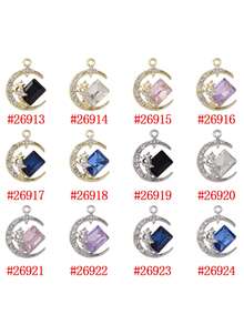 5pcs/Set Fashionable Versatile Star & Moon Charms, Alloy Material Jewelry Accessories, DIY Earrings, Necklaces, Suitable For Women's Daily Use - Multicolor - View 2