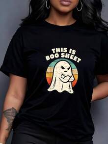 Camiseta Vintage de Manga Corta con Cuello Redondo Pequeño - Negro 1 - Ver 2