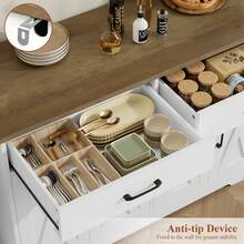 Sideboard, 120cm Wide Kitchen Cabinet With Worktops, Kitchen Buffet Storage Cabinet With 2 Drawers And 4 Doors Living Room, Kitchen, Hallway - 白色 - 查看 5