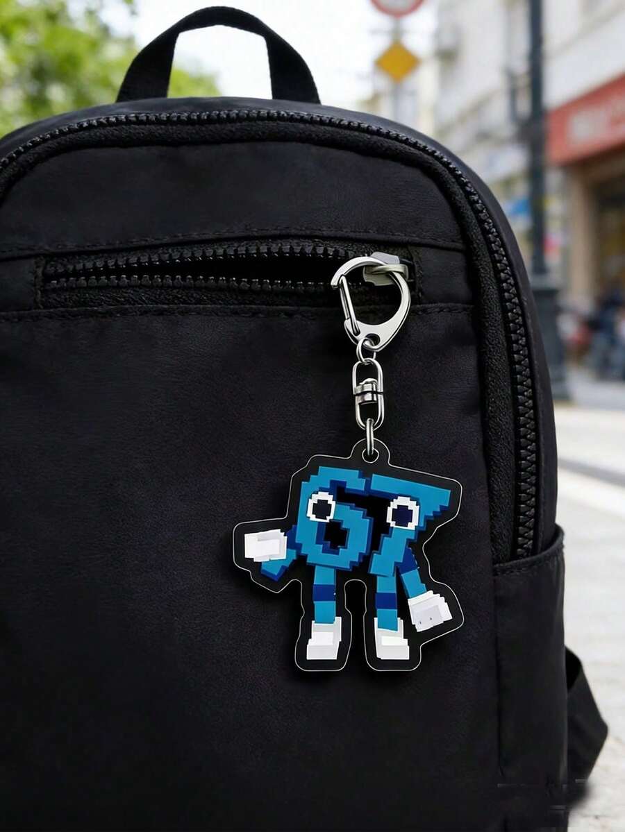 2D Flat, 1pc Funny "67" Number Keychain - Fashionable "67" Number Keychain, Can Be Hung On Bags And Backpacks - Suitable As A Quirky Christmas Gift, 2D Flat - Multicolor - View 1