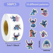 500pcs/Roll Disney DIY Stickers, Cartoon Cute Diary Bottle, Computer, Helmet, Car, Motorcycle Diary, Greeting Card Stickers, Gift For Dad, Mom, Grandparents, Birthday, Christmas, School, Children Reward, Self-Adhesive (No Cutting Required), Suitable For Holiday Decoration, Gifts, Cards, Parties - Disposable - Great For Home, Office Or Classroom Decor, Holiday Crafts, Fun Design, Easy To Tear, Decorative Labels, Gift Wrapping