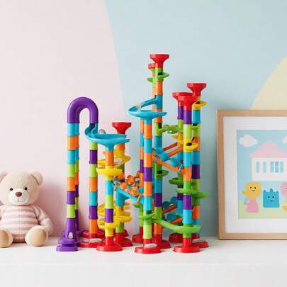 The Magic Toy Shop 113 Pcs Marble Run Race Toy Set, Construction Building Block Maze Toy Gift