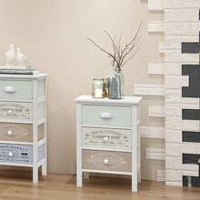 vidaXL Armadio da parete in stile francese a 3 cassetti in legno - Bianco - Visualizzare 1