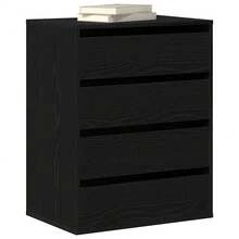 vidaXL Armoire à tiroirs Noir 60 x 41 x 76 cm Bois d'ingénierie - Noir - Voir 3
