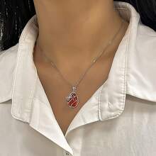 1pc Elegant & Fashionable 925 Sterling Silver Synthetic Cubic Zirconia Butterfly Accent Necklace, Suitable For Women's Daily, Party, Date, Gift - Silver - View 7