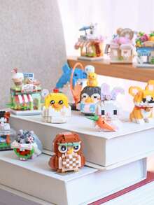 2000+ Pcs New Cute Animal Theme Mini Building Blocks Toy Series, Including Adorable Corgi Puppy, Owl, Dolphin, Rabbit, Kitten And More, Creative Assembly, Suitable For Window Decor, Living Room Decoration, Thanksgiving/Birthday, Holiday Gifts. Stress Relief Toy, Mini Building Blocks, Building Block Bear, Adult Building Blocks - Multicolor - View 2