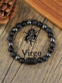 12 Zodiac Signs Natural Volcanic Stone Black Vintage Bracelet, Handmade Couple Bracelet Wholesale - Bracelet - View 8