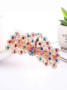 1pc Fashionable New Hair Clip, Exquisite Feather & Rhinestone Decorated Hair Clip, Hair Accessory, European & American Style, Hair Accessories For Women, Head Accessories, Claw Clips, Hair Slide - Multicolor - View 8
