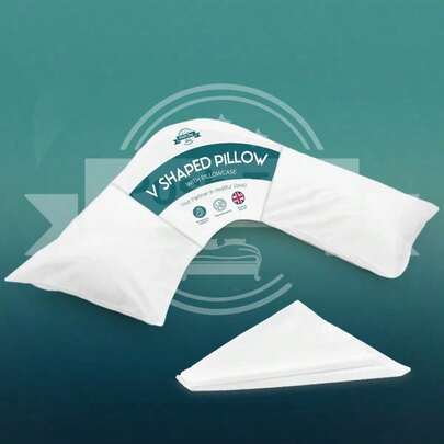 V Shaped Pillow With Pillowcase Extra Filled Hollow Fibre For Neck Support, Orthopedic, Maternity Pregnancy & Nursing Super Soft & Comfortable V Shaped Pillow With Pillowcase