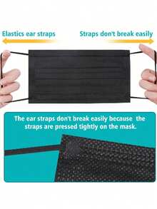 100pcs/Pack Disposable 3-Ply Protective Face Masks, High Quality, Comfortable Soft Inner Layer, Breathable, Dust-Proof, Sunscreen, Thickened Design, Suitable For Adults - Black - View 7