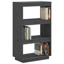 vidaXL Bücherregal/Raumteiler Grau 60x35x103 cm Massives Kiefernholz - Grau - Übersicht 4