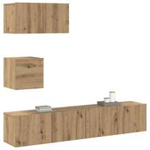 vidaXL Ensemble meuble TV 3 pcs Chêne artisanal Bois d'ingénierie - Tabac - Voir 3