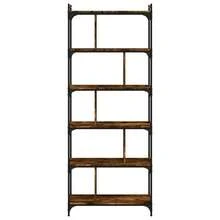 Libreria vidaXL a 6 livelli, bianco fumo, 76x32x192 cm, legno ingegnerizzato - Castano - Visualizzare 4
