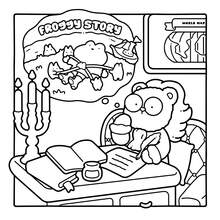 40-190g söt målarbok med kurirhund, lättfylld pappersbok, bedårande läkande stil, kurirhundelement, blått och gult färgschema, benhattdetalj, avslappnande klotter, lämplig för brevpapper, skolmaterial, utmärkt present till flickor, alla hjärtans dag, nyår - Små jobb - Visa 2