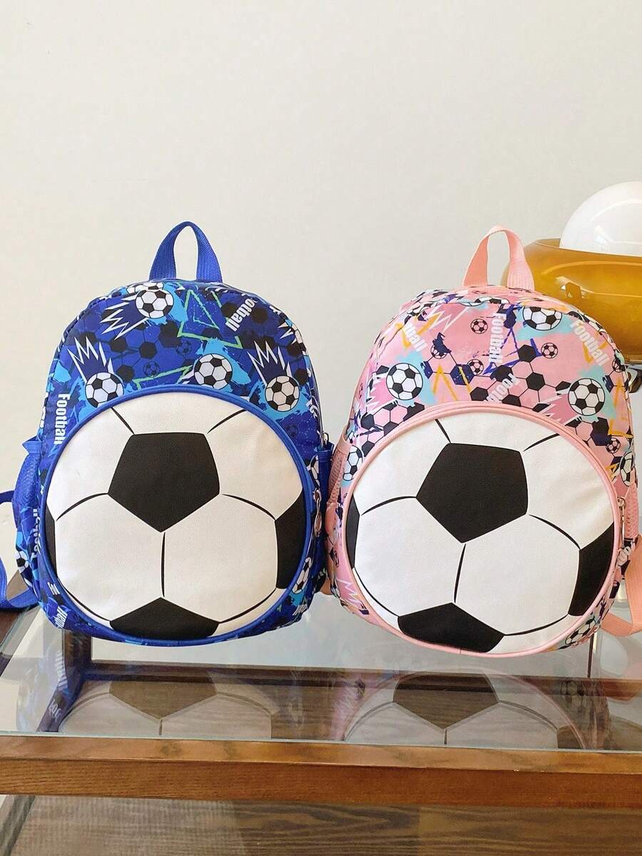 1pc Teenager Football Shaped Zipper Closure Casual Printed Backpack, Suitable For Ramadan And Daily Use - A - View 1