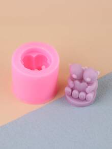 1个情人节泰迪熊拥抱心形硅胶蜡烛模具 - C-粉紅色 - 查看 3