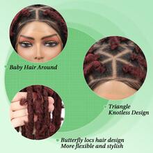 Full Double-Layer Lace Front Braided Wig With Baby Hair, 47 Inch Extra Long Braid Wig, Butterfly Lace Front Braided Wig - Burgundy - View 4