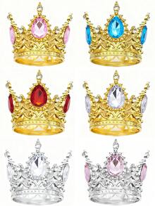 1pc Baroque Style Round Crown Metal Hair Accessory, Adult Birthday Crown, Queen Crown For Birthday Party Decor Valentine's Day Accessories