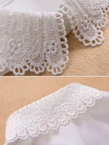 Elegant Women's Detachable Chiffon Hollow Embroidered Fake Collar - Multifunctional Half-Shirt Style Sweatshirt Dress Sweatshirt Blouse Collar, Machine Washable Polyester, Fashionable And Unique - White Fan-shaped Lace Collar - View 7