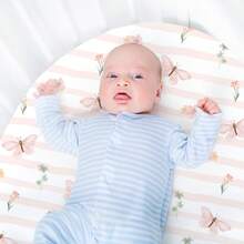 GLLQUEN BABY 3 件装女婴婴儿床单，弹力柔软舒适，贴合婴儿床垫（32 英寸 x 16 英寸），通用尺寸，适用于椭圆形和矩形床垫。