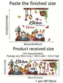 1pc Kitchen English Text Wall Sticker, Home Decor Wall Decal For Restaurant, Kitchen - Multicolor - View 2