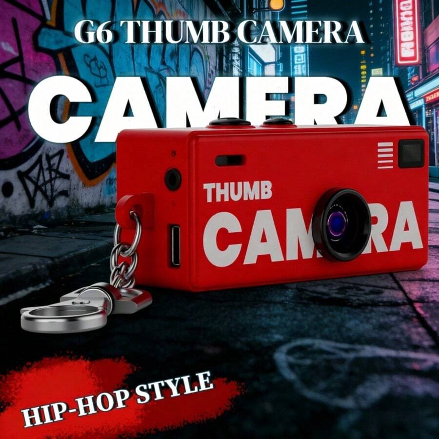 G6 Ultra-Portable HD Mini Digital Camera With Interchangeable Lens And Manual Mode - Effortless Mobile Upload For Vlogging, Travel, Parties, And Student Life (HIP-HOP STYLE RED) - Mini Keychain Camera, Thumb Camera, 1080P FHD Retro Digital Camera, Compact Vintage Micro Cameras - Perfect Birthday Gifts - Đỏ - Xem 1